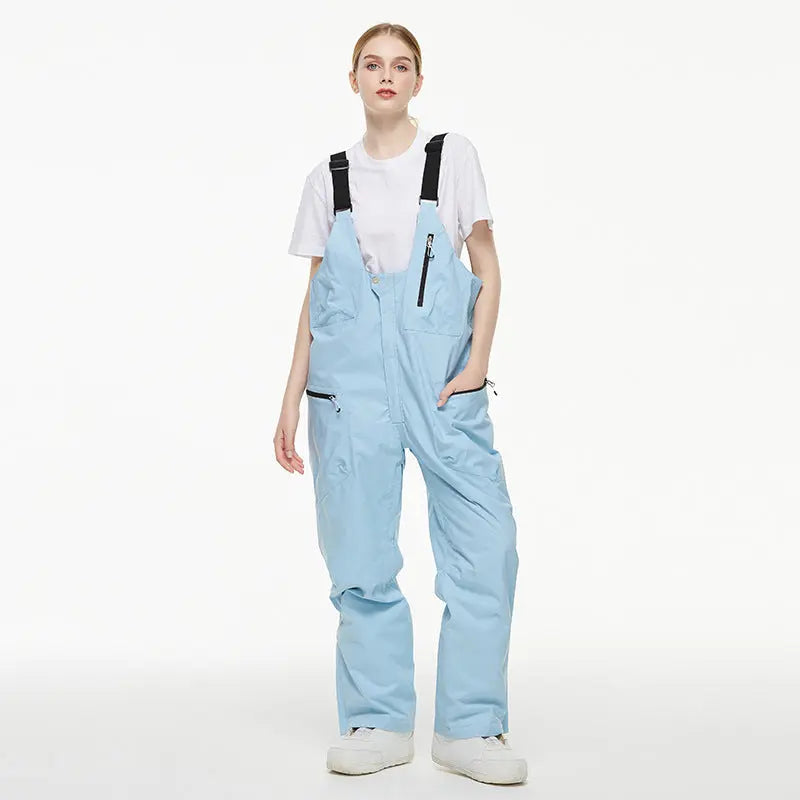 Loose Fit Ski Snow Bibs for Adult Warm One-piece Snow Overalls