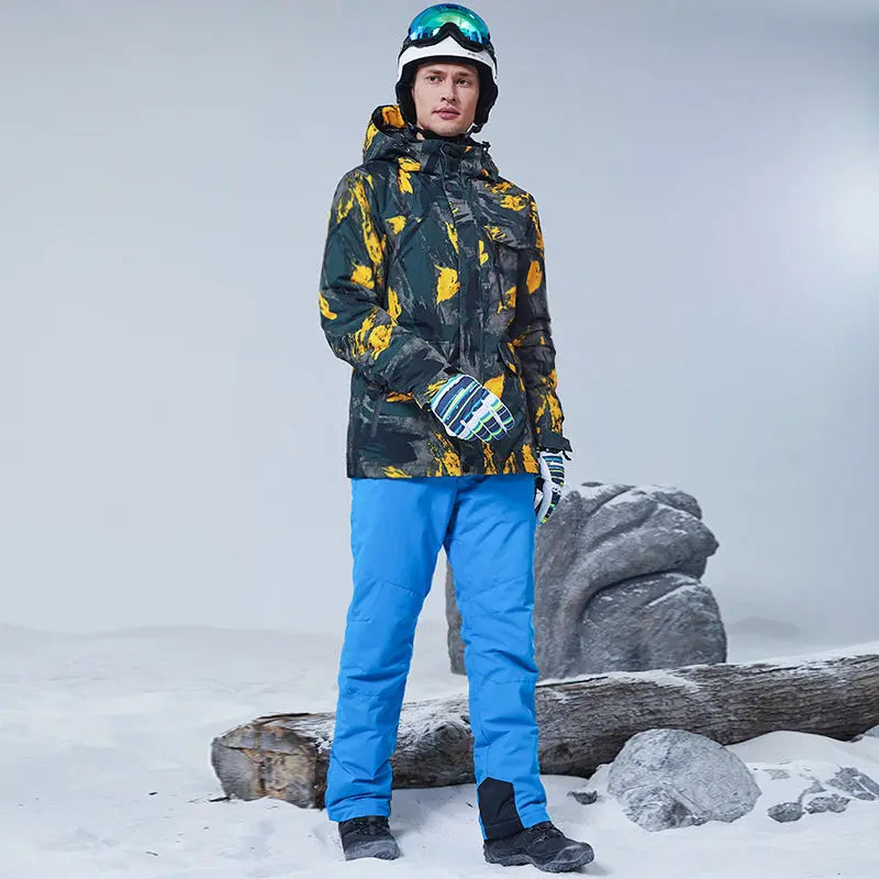 Men Insulated Jacket & Bib Pants Waterproof Ski Set