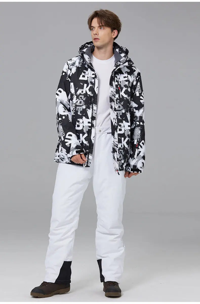 Men Outdoor Ski Snow Jackets Printed Snowboard Outfit