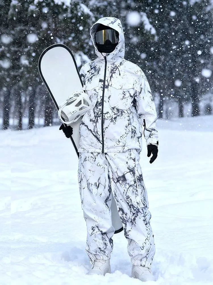 Men Printed Ski Suits Set Unique Insulated Ski Outwear