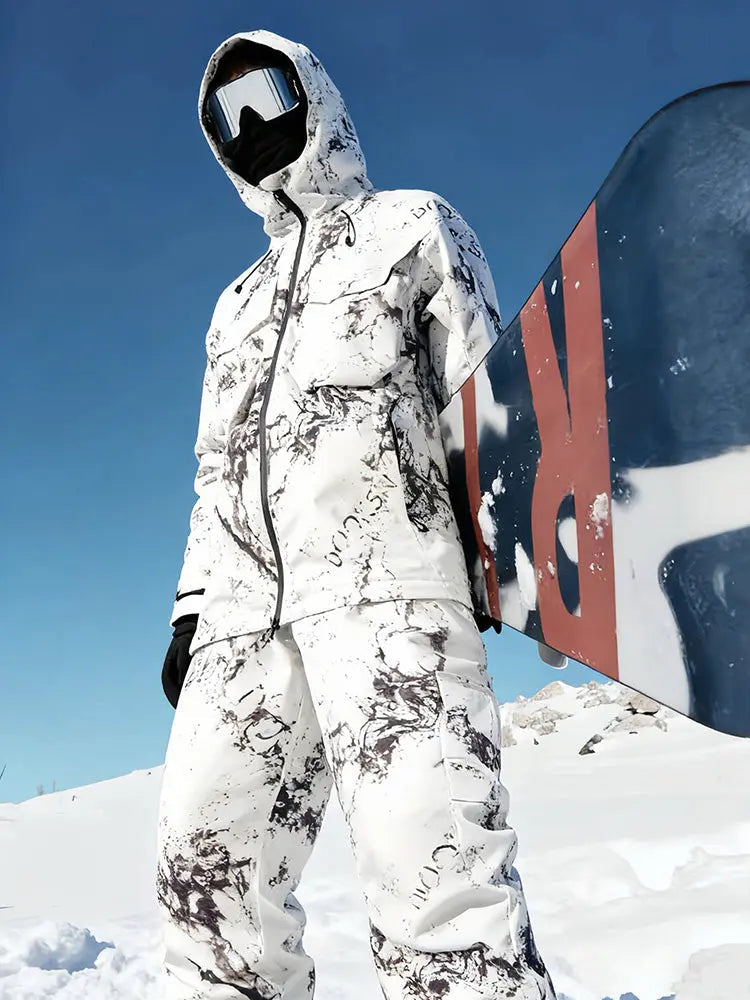 Men Printed Ski Suits Set Unique Insulated Ski Outwear
