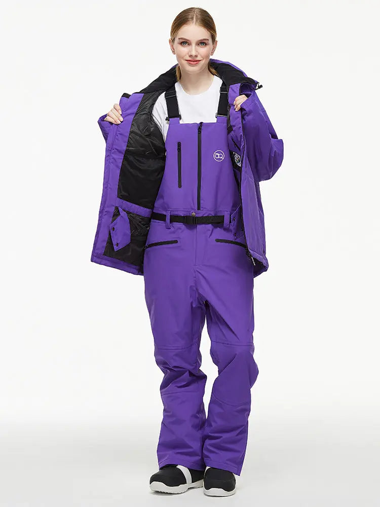Men's Backcountry Mountain Windbreaker Thermal Snow Suits with Overalls Bibs