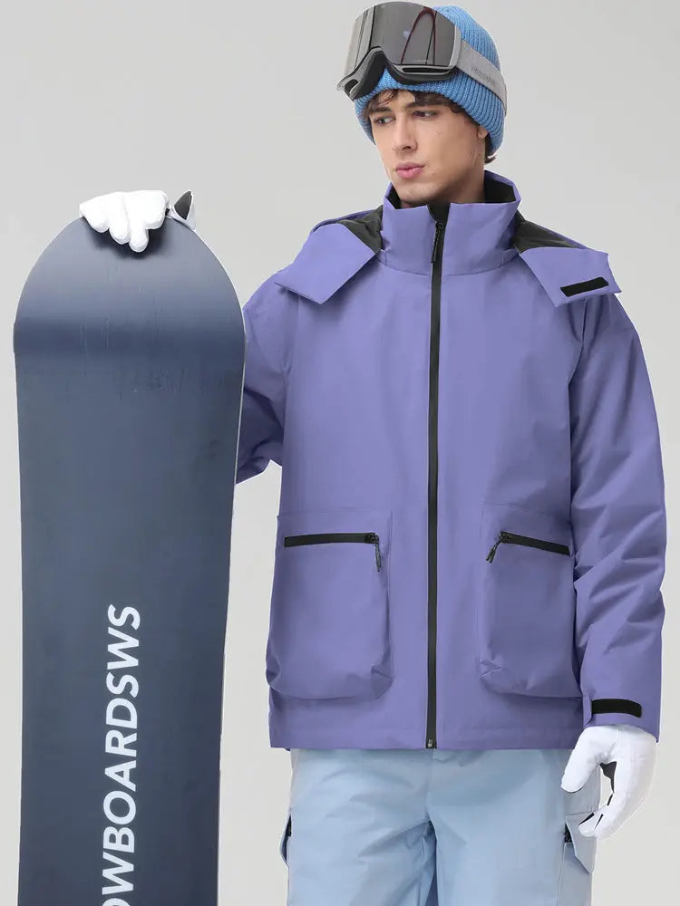 Men's Hooded Cargo Snowboarding Shell Jacket