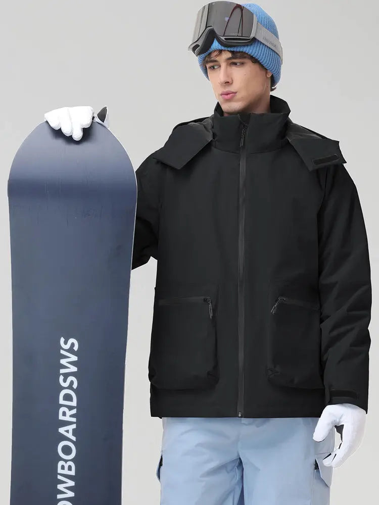 Men's Hooded Cargo Snowboarding Shell Jacket