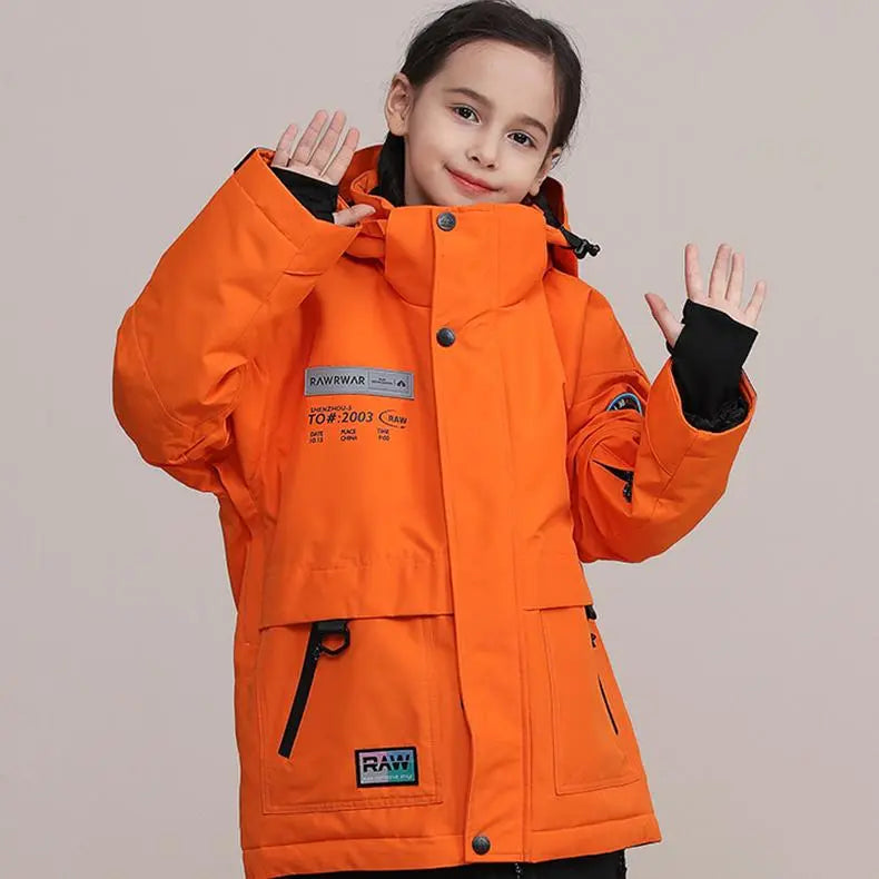 Kids Outdoor Insulated Snow Jacket Oversized Anorak Winter Coat