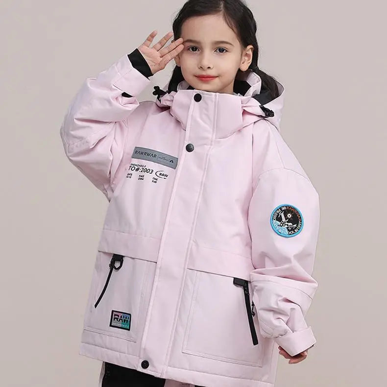 Kids Outdoor Insulated Snow Jacket Oversized Anorak Winter Coat