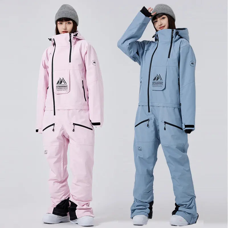 Stand Collar Ski Rompers for Women One-piece Skiwear