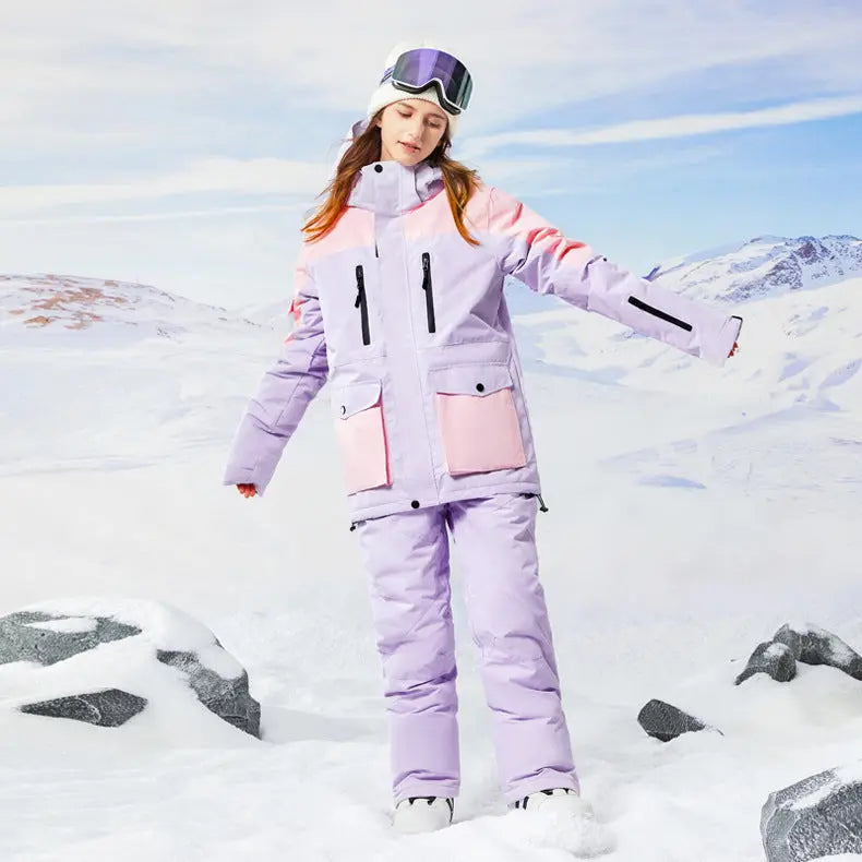 Stylish Womens Snowboard Outfits 2 Pieces Ski Overalls