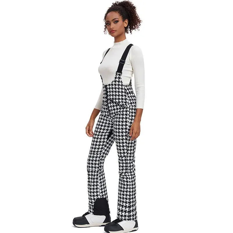 Unique Houndstooth One-piece Ski Jumpsuits Snowsuits