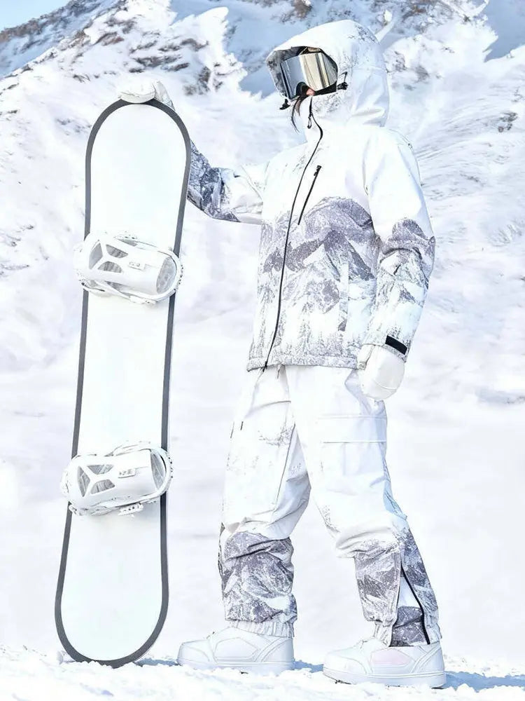 Unique Windproof Ski Suit Set for Winter Printed Sports Wear