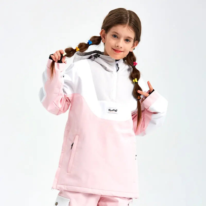 Unisex Anorak Snow Ski Jacket Kids Insulated Half-zip Snow Pullover