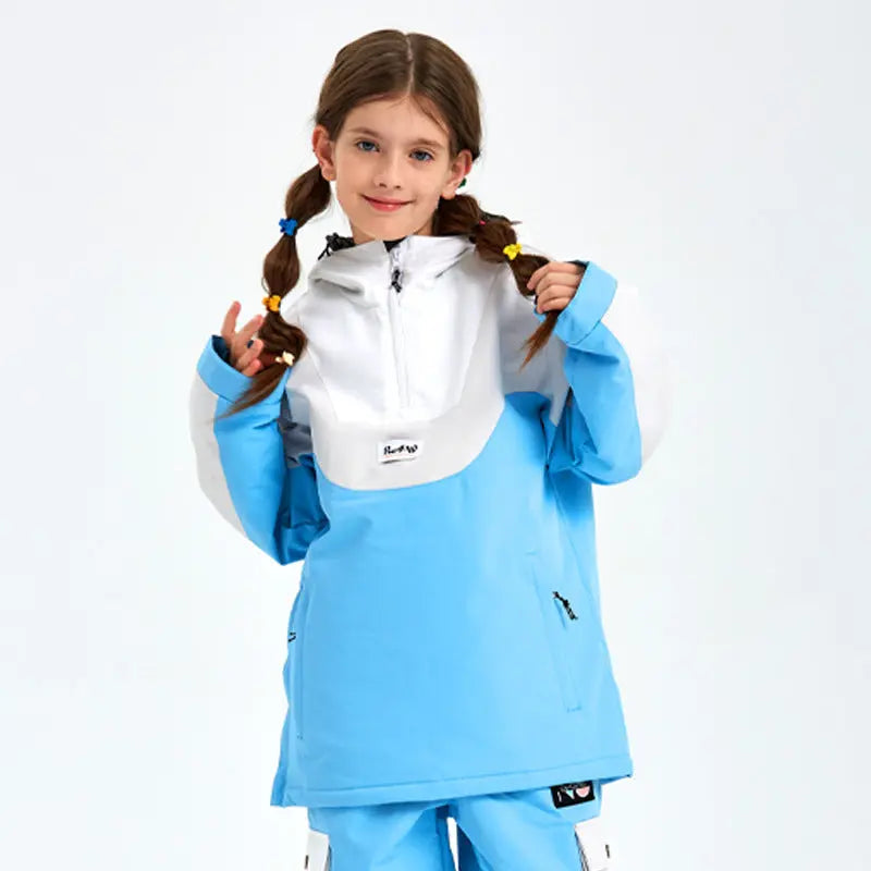 Unisex Anorak Snow Ski Jacket Kids Insulated Half-zip Snow Pullover