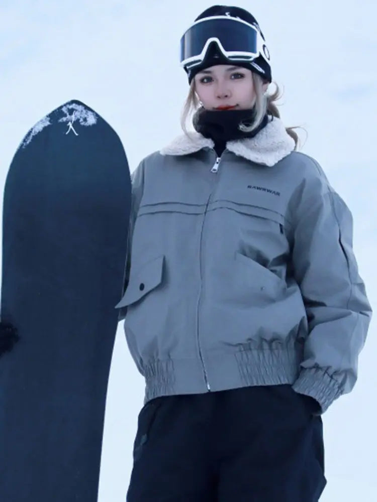 Unisex Sherpa Collar Ski Jacket — Warm Insulated Snowboard Coat
