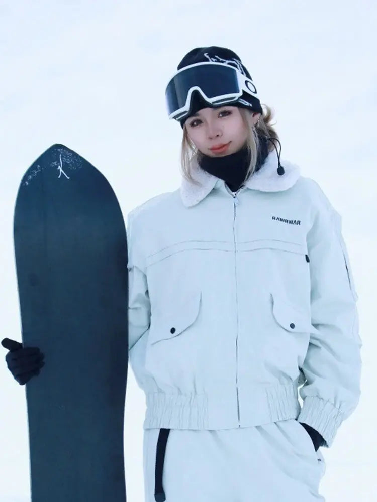 Unisex Sherpa Collar Ski Jacket — Warm Insulated Snowboard Coat