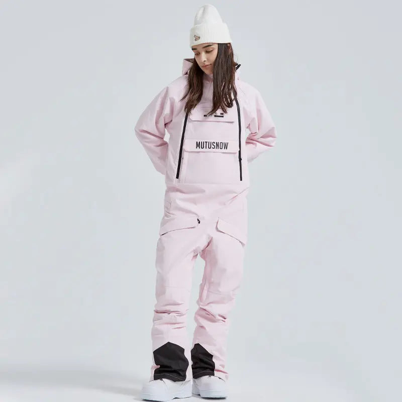 Unisex Ski Onesie Overalls Winter Hooded One-piece Snow Jumpsuits 