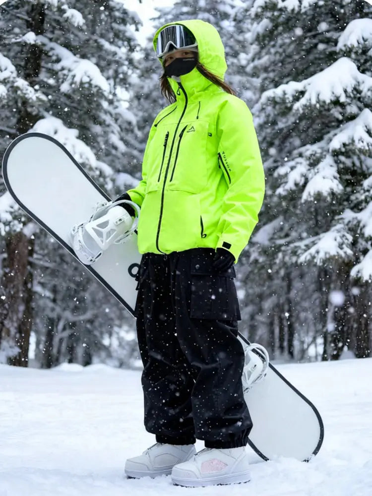 Women Cargo Snow Suits Baggy Snow Jacket & Pants