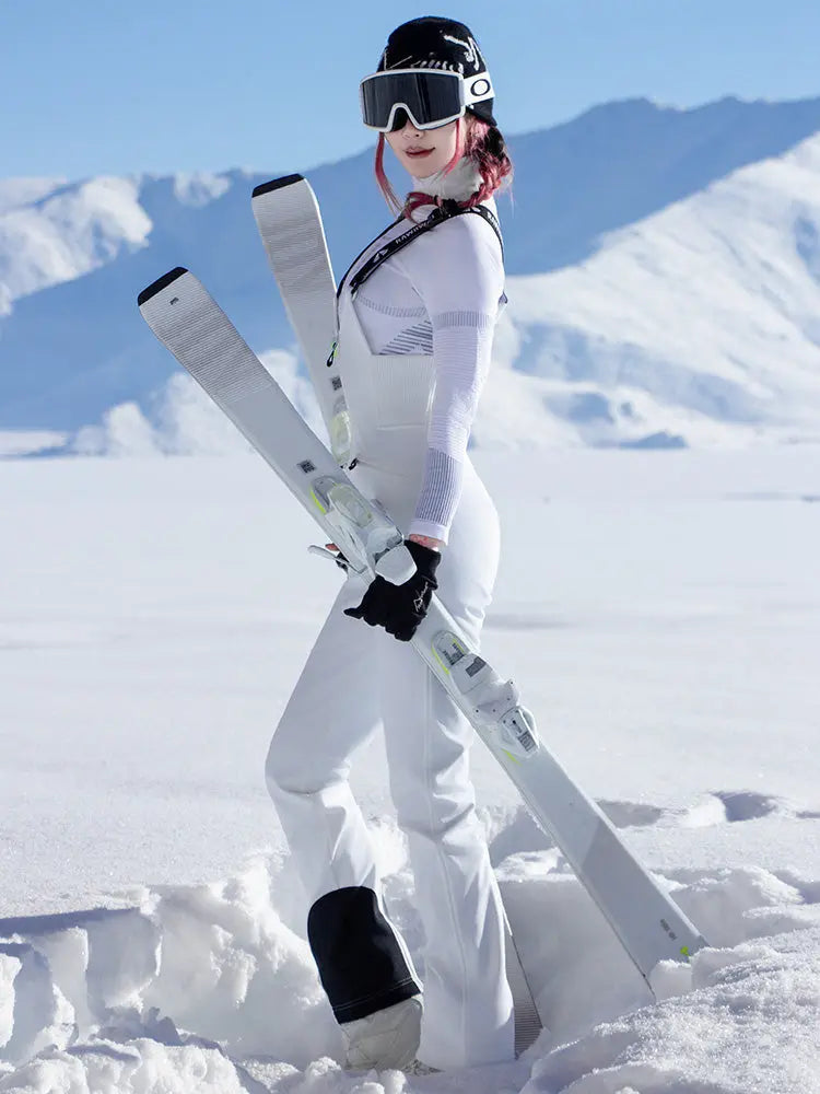 Women Fur Collar Snow Jacket &  Slim Fit Snow Bib Overalls