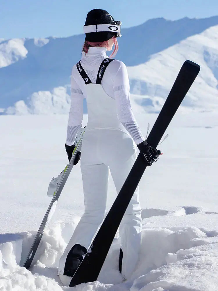 Women Fur Collar Snow Jacket &  Slim Fit Snow Bib Overalls