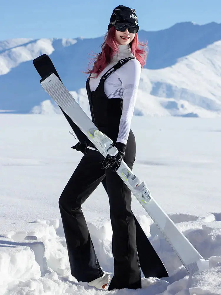 Women Fur Collar Snow Jacket &  Slim Fit Snow Bib Overalls