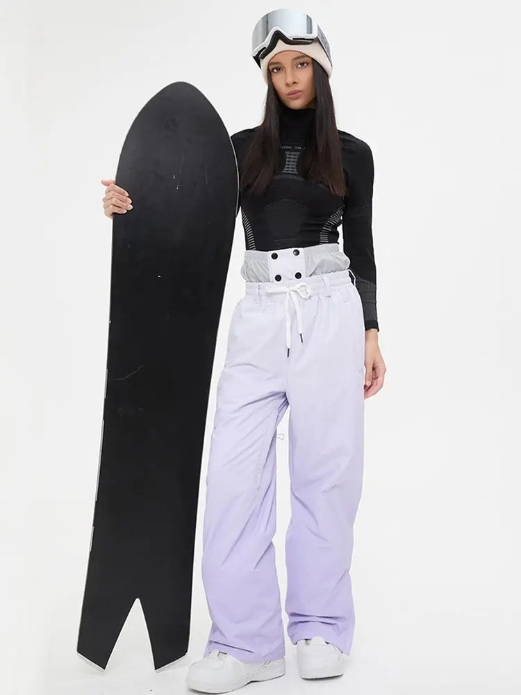 Women Gradient Color Snow Pants Cute Ski Trousers for Winter