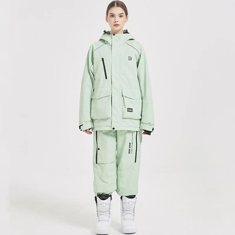 Women Insulated Snowboarding Jacket & Pants Set Hiking Snow Suits