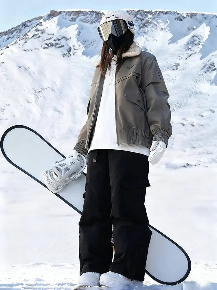 Women Lapel Collar 3L Snow Jacket &  Baggy Snow Trousers