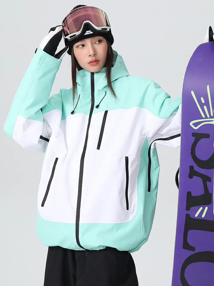 Women Men Retro Baggy Snow Jacket Insulated 3L Ski Coat