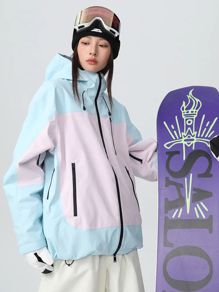 Women Men Retro Baggy Snow Jacket Insulated 3L Ski Coat