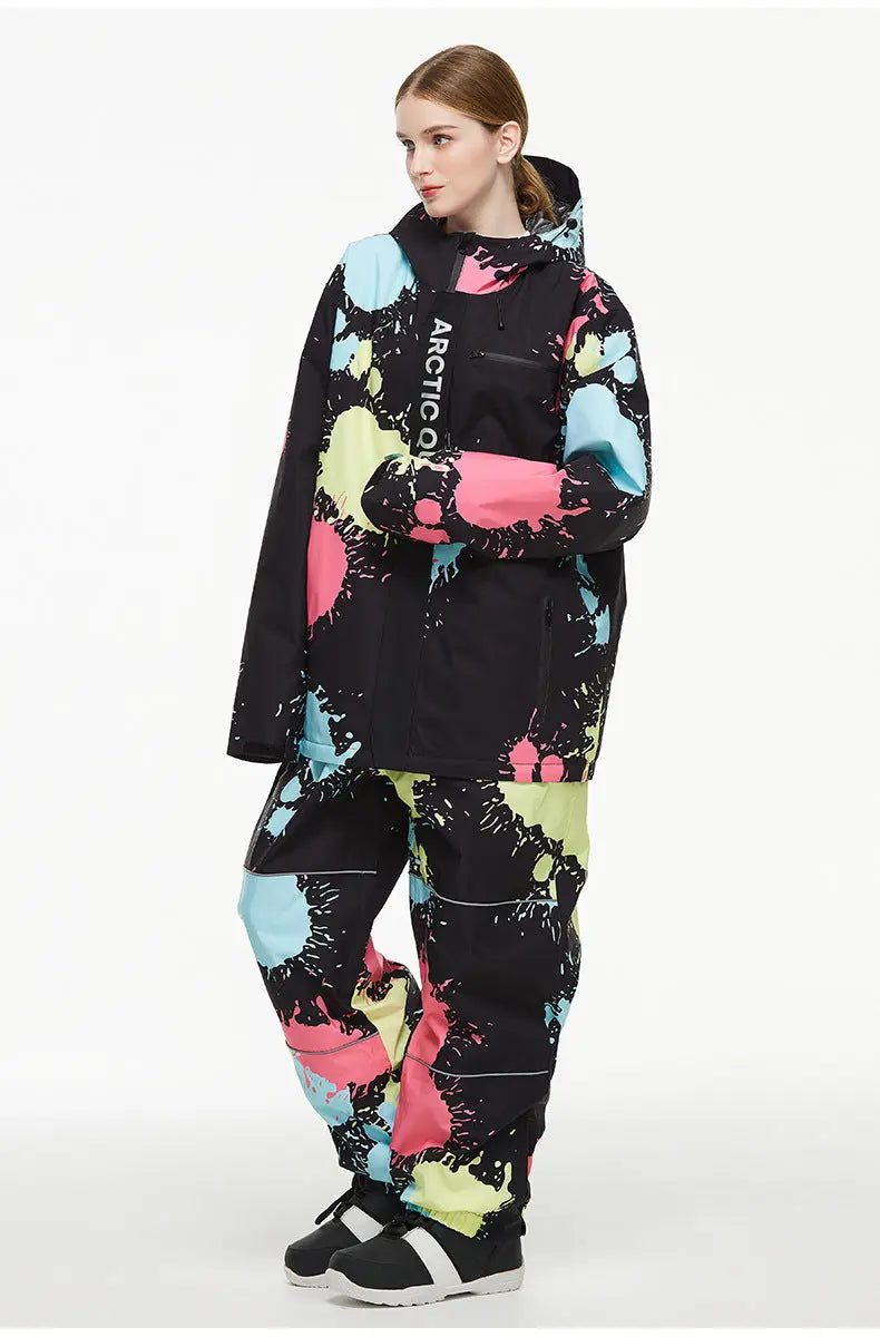 Women Tie-Dye Snow Jacket & Baggy Pants