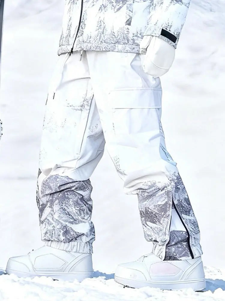 Women Printed Snow Pants Breathable Baggy Ski Pants