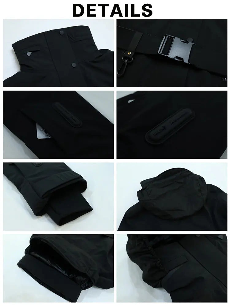 Women Quilted Skisuits Belted Snow Jacket & Slim Fit Trousers