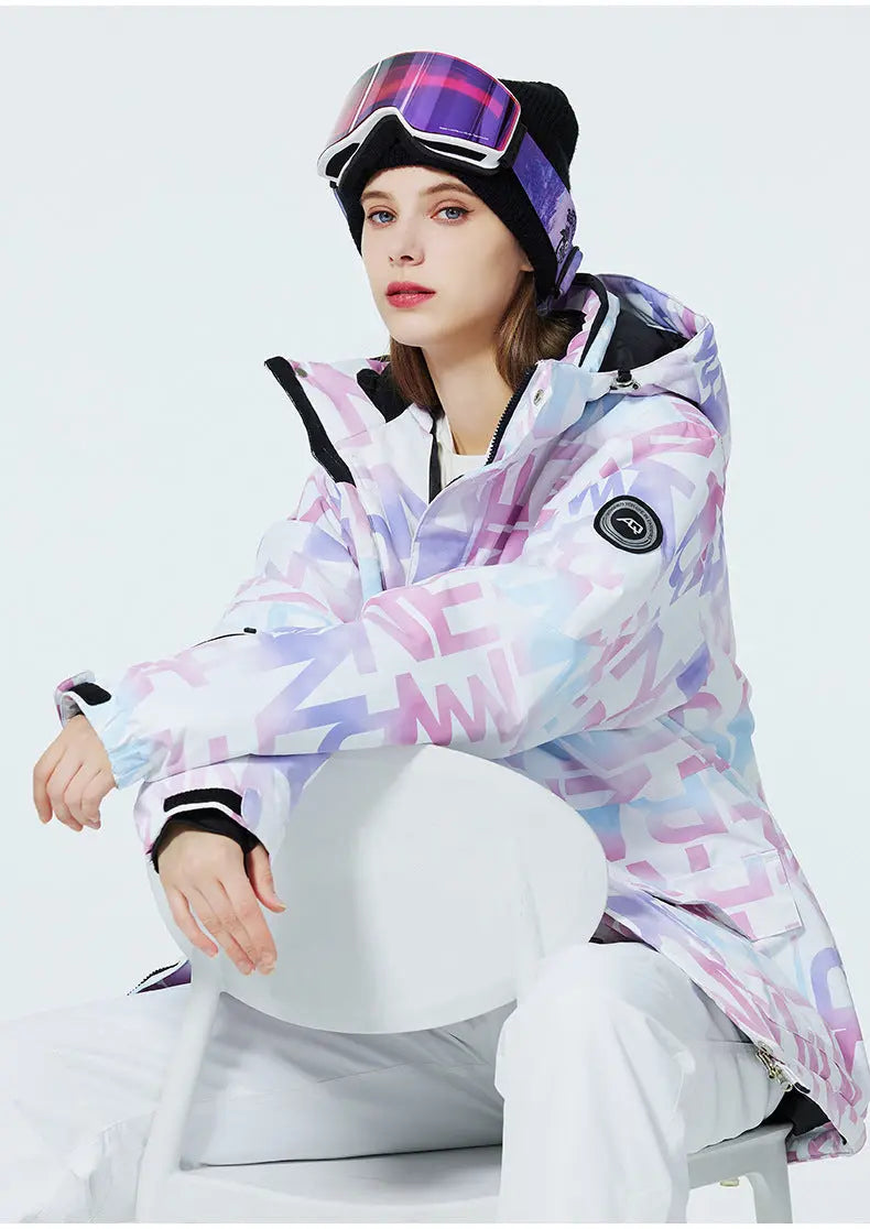 Women Printed Ski Set Insulated jacket & Bibs Pants