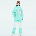 Women Winter Hooded Ski Overalls Snowsuits