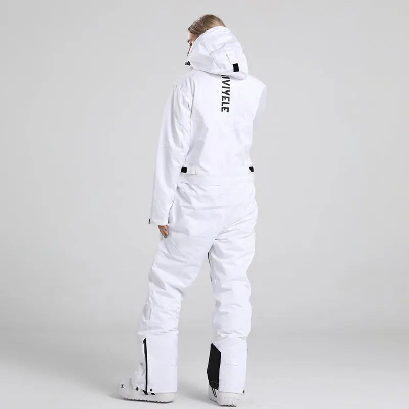 Women's White One Piece Snow Jumpsuits Ski Suits 