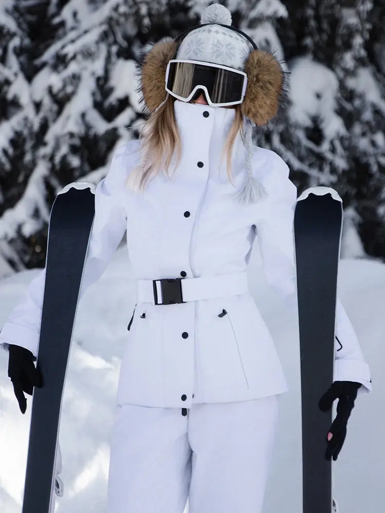 Women's 3L Seam-Sealed Ski Jacket — Slim Fit Waist-Cinching Padded Coat