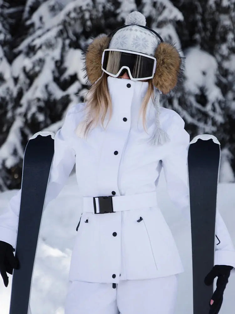 Women's 3L Seam-Sealed Ski Jacket — Slim Fit Waist-Cinching Padded Coat