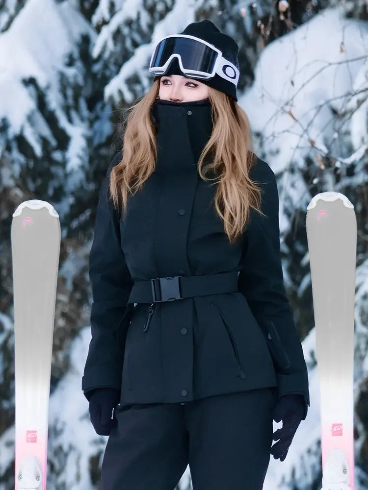 Women's 3L Seam-Sealed Ski Jacket — Slim Fit Waist-Cinching Padded Coat