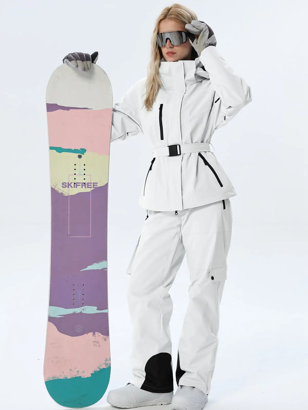 Women's Coordinated Belted Snow Jacket and Pants