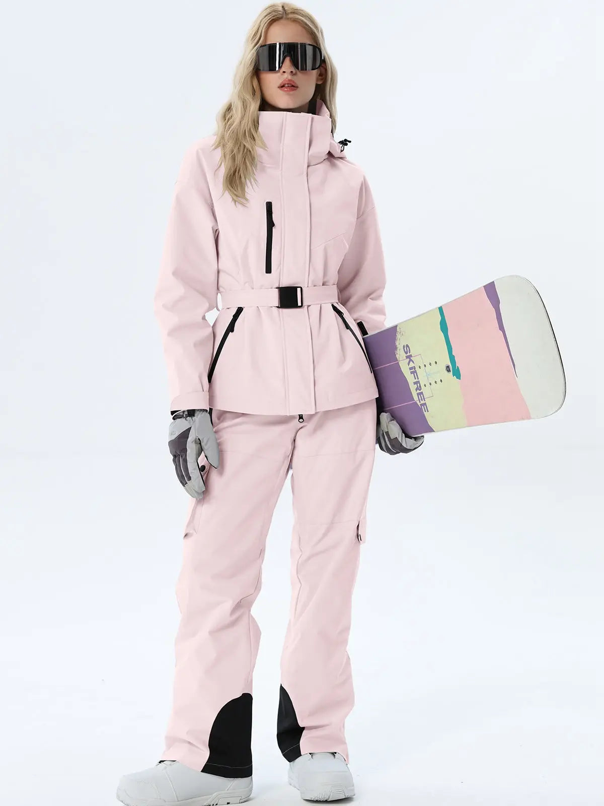 Women's Coordinated Belted Snow Jacket and Pants