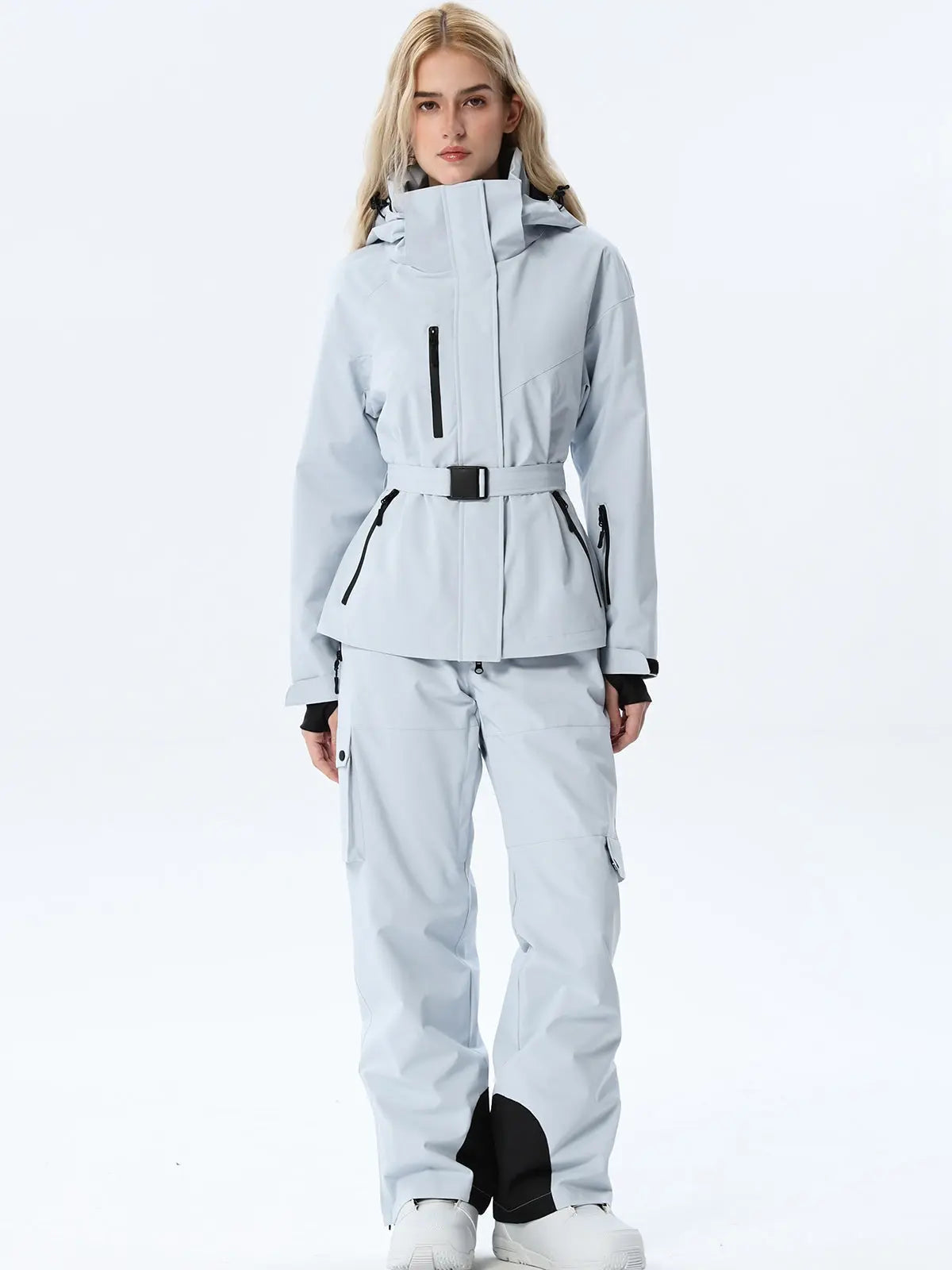 Women's Coordinated Belted Snow Jacket and Pants