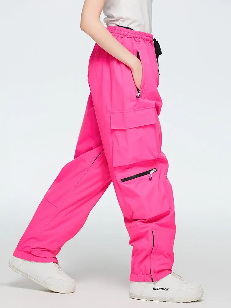 Women's Elastic Waist Cargo Snow Pants