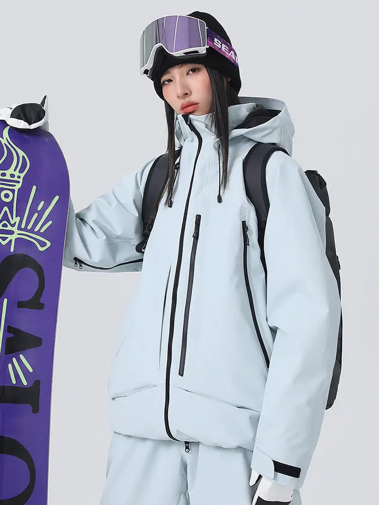Women's High collar Ski Jacket Baggy Snow Jacket for Winter