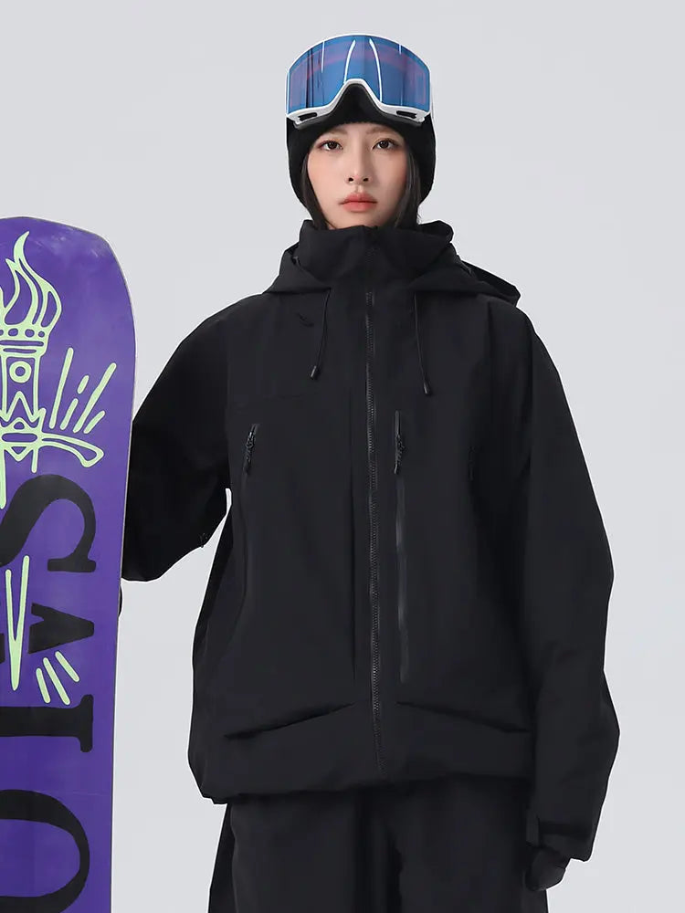Women's High collar Ski Jacket Baggy Snow Jacket for Winter