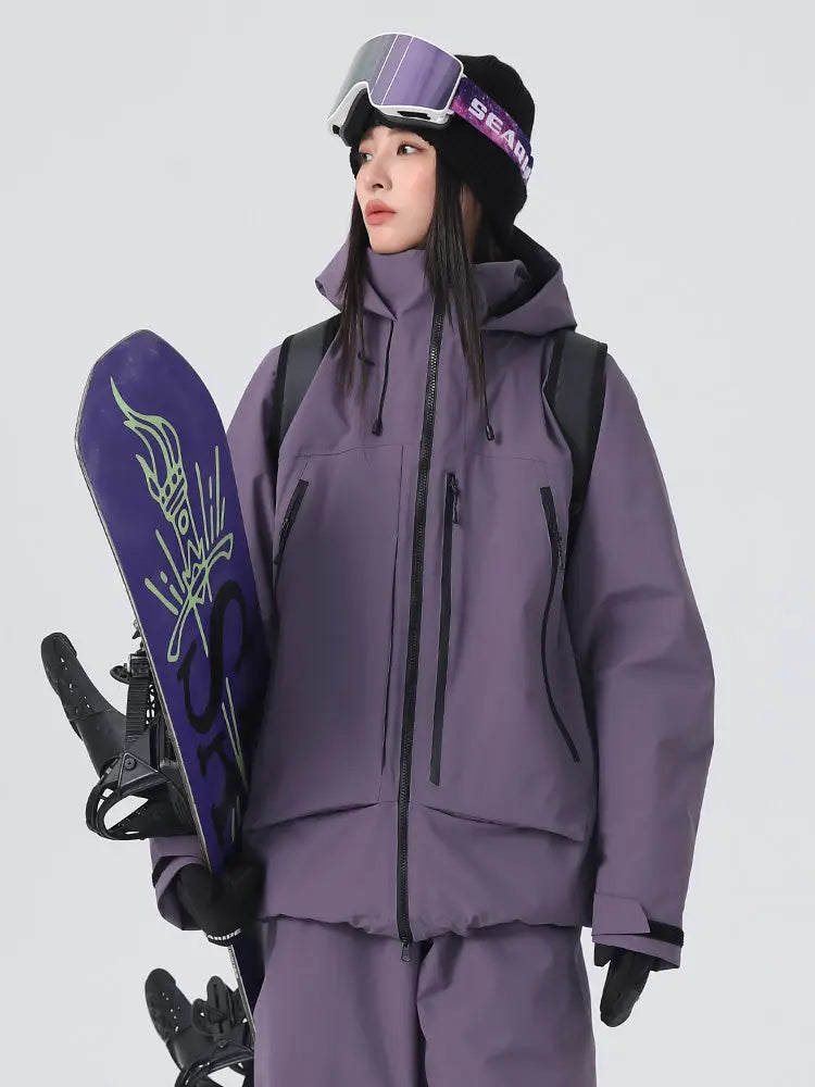 Women's High collar Ski Jacket Baggy Snow Jacket for Winter