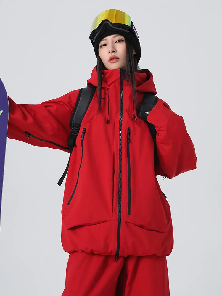 Women's High collar Ski Jacket Baggy Snow Jacket for Winter