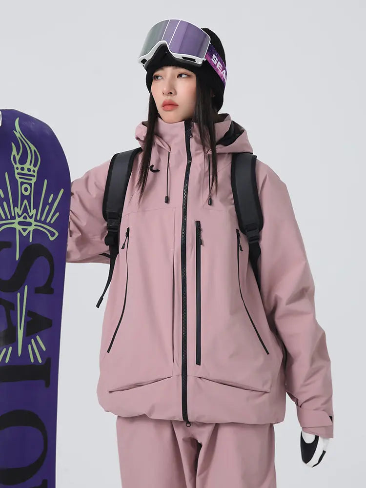 Women's High collar Ski Jacket Baggy Snow Jacket for Winter