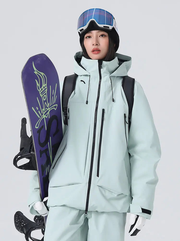 Women's High collar Ski Jacket Baggy Snow Jacket for Winter