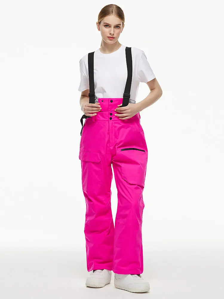 Women's Loose Fit Snow Bibs Pants Winter Snowboard Overalls