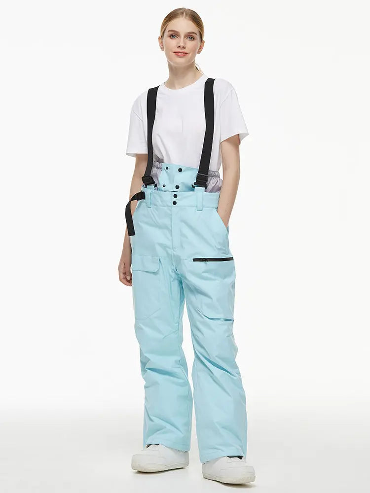 Women's Loose Fit Snow Bibs Pants Winter Snowboard Overalls