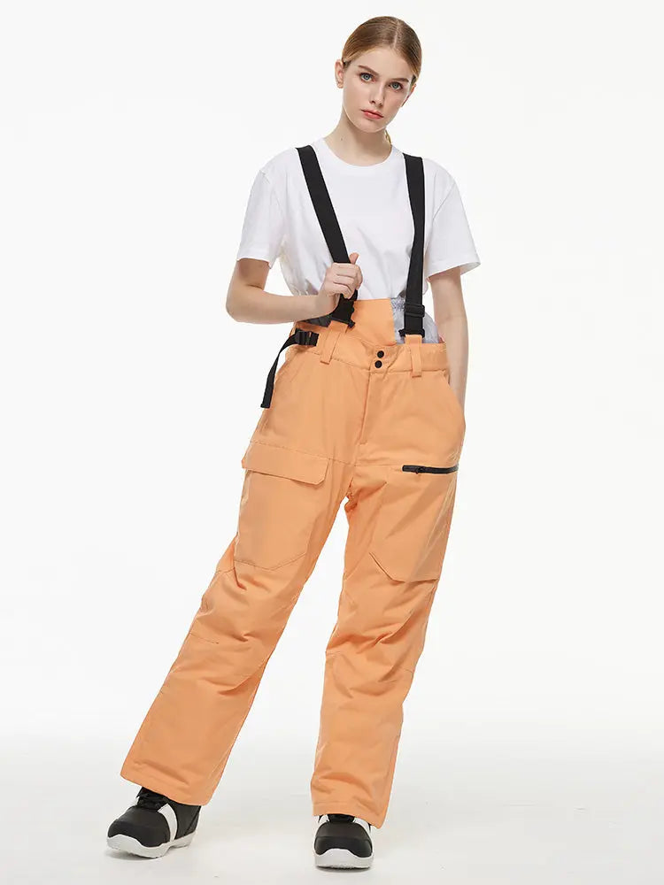 Women's Loose Fit Snow Bibs Pants Winter Snowboard Overalls